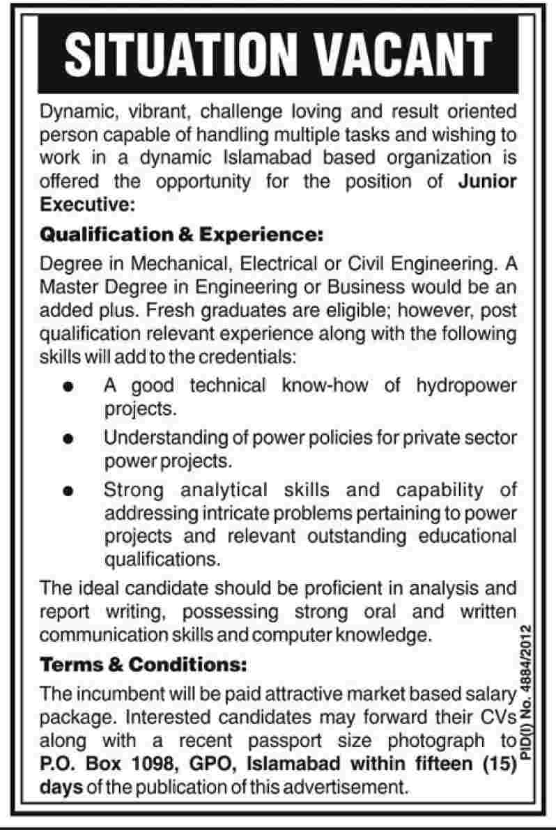 Jobs for Junior Executive Situation in Islamabad