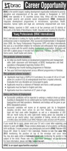 Brac Islamabad Jobs for Young Professionals Required