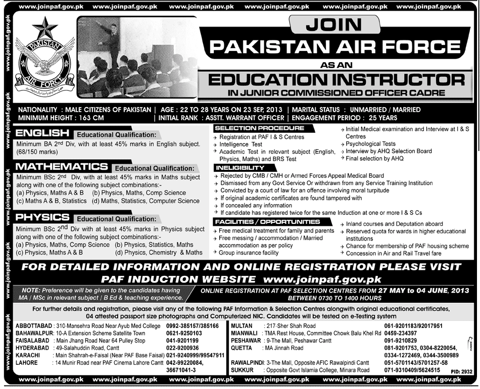 Education Instructor Required in Junior Commissioned Officer Cadre