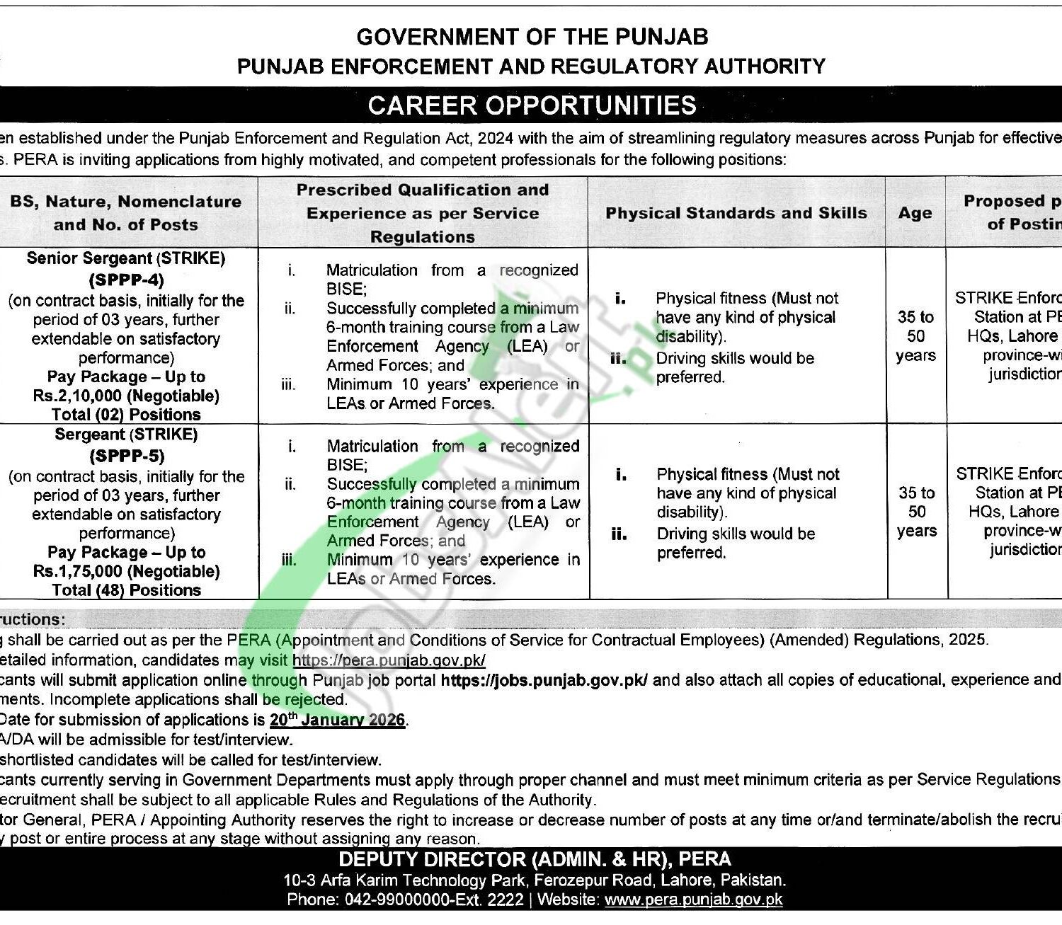 PERA Force Sergeant Jobs Ad