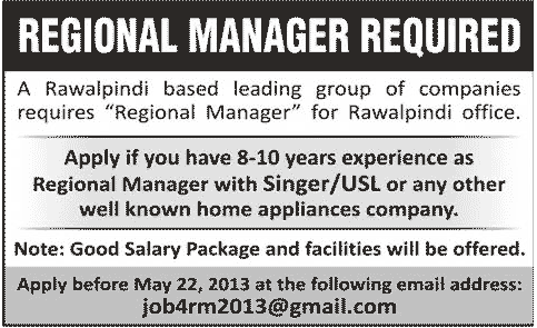 Jobs for Manager Urgently Needed in Rawalpindi