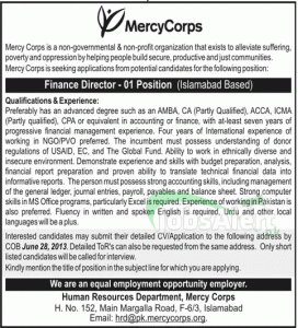 MecyCorps Jobs for Finance Director Islamabad