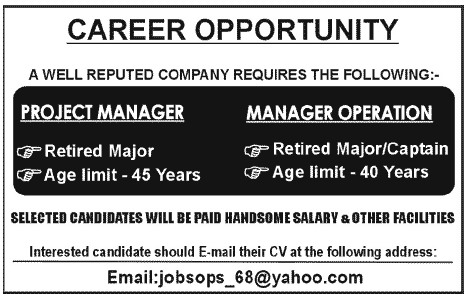 Project & Operation Manager Required in Pakistan