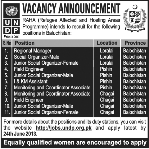UNDP Jobs for Manager, Engineers & Assistant