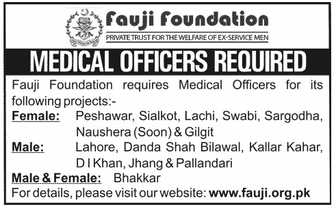 Fauji Foundation Lahore Jobs for Medical Officer