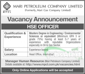 Mari Petroleum Co. Ltd. Jobs for HSE Officer in Islamabad