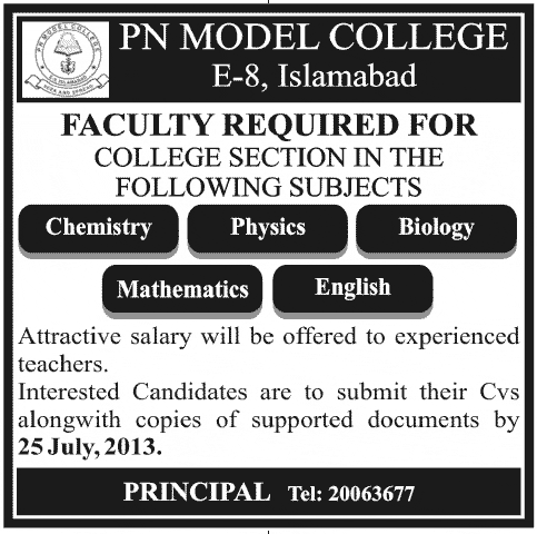 Teacher Jobs Required for PN Melel School Islamabad