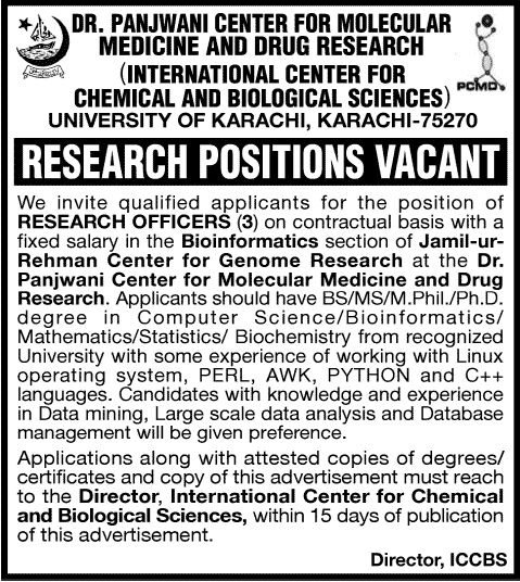 University of Karachi Jobs for Research Officer