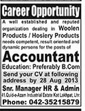 Accountant Jobs Required in Lahore