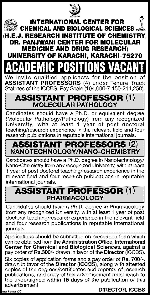 Assistant Professor Jobs in ICCBS University of Karachi