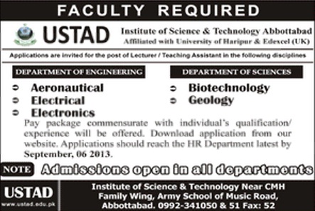 Faculty Jobs in USTAD Institute Abbottabad