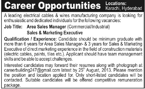 Sales and Marketing Executive Jobs in Karachi