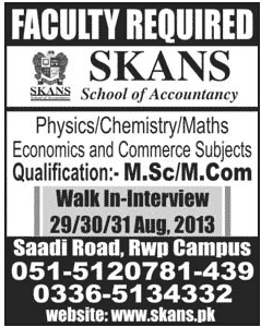 Teacher Jobs in Skans School Rawalpindi