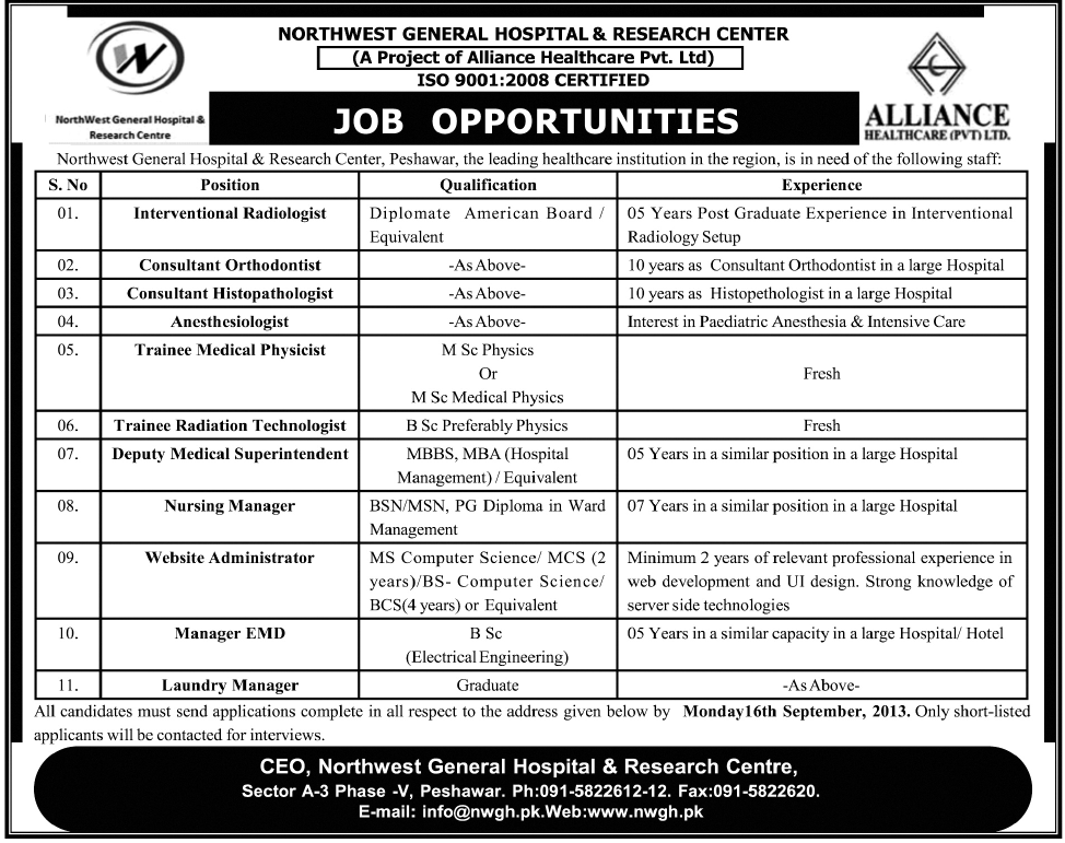 Consultant & Nursing Manager Jobs in Nicon Education Rawalpindi