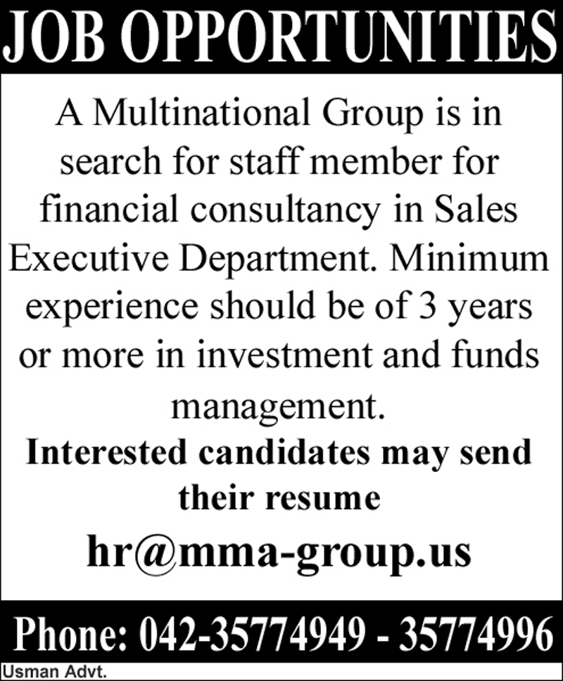 Financial Consultancy Sales Executive Jobs in Lahore