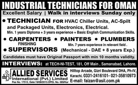 Jobs in Oman for Industrial Technician