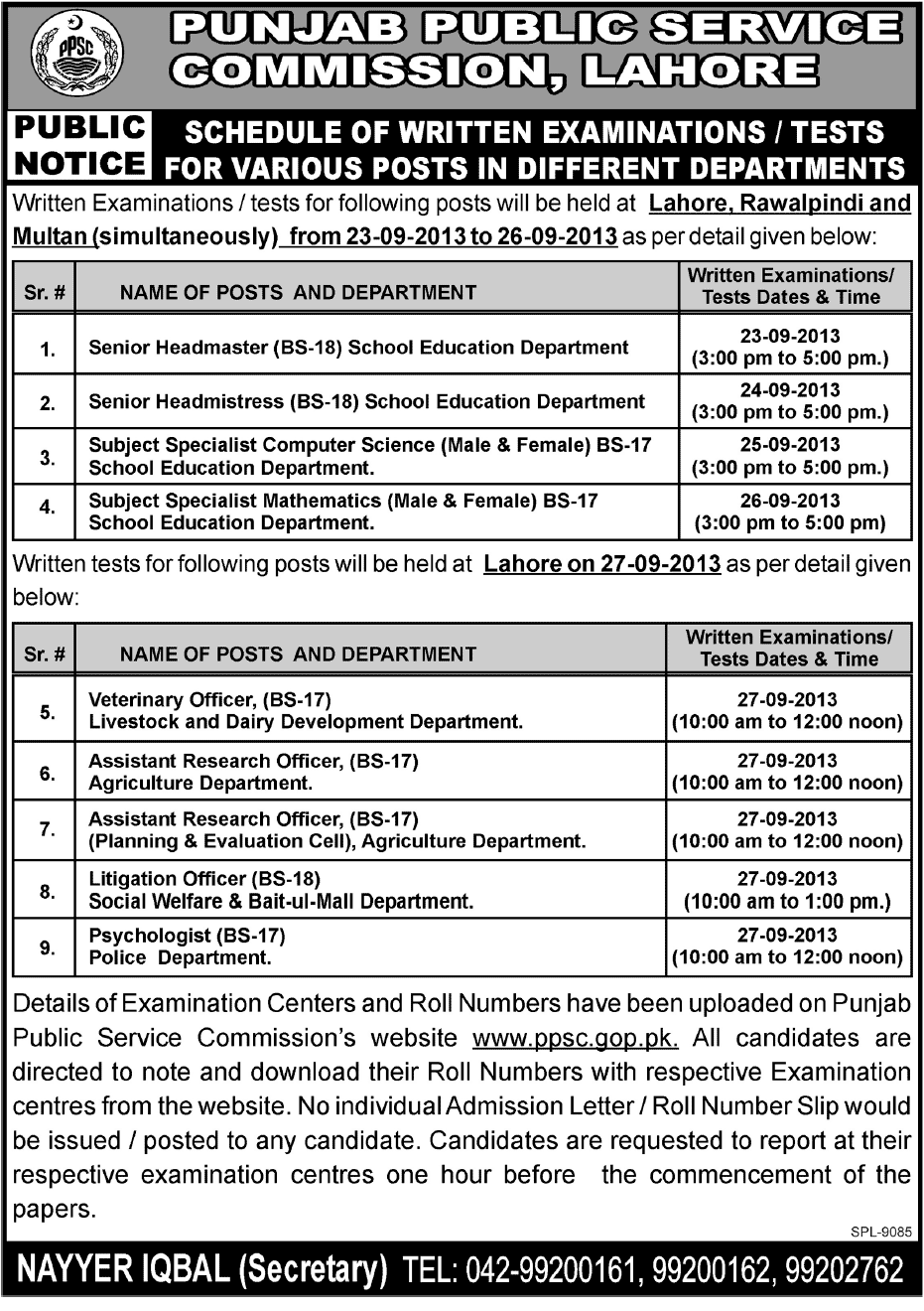 Jobs in Punjab Public Service Commission for Head Staff Lahore