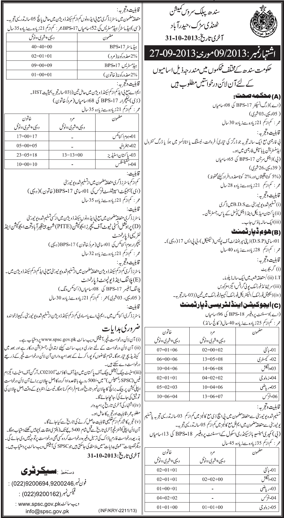 Punjab Public Service Commission Jobs for DSP & Drug Inspector