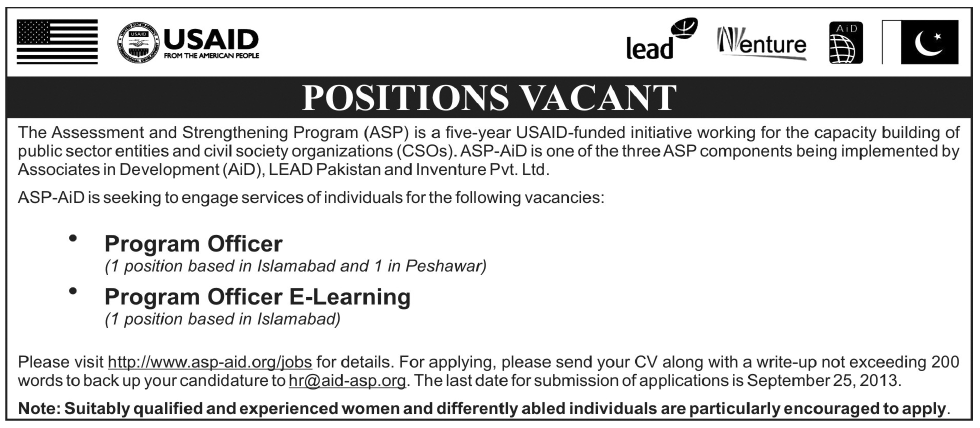 USAID Jobs for Program Officer in Islamabad