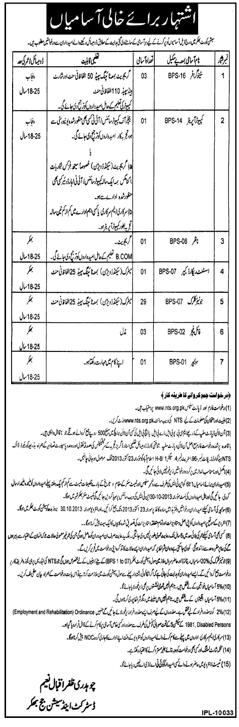 District and Session Court Bhakkar Jobs for Stenographer