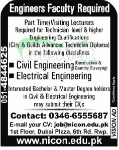 Civil & Electrical Engineer Jobs in Rawalpindi