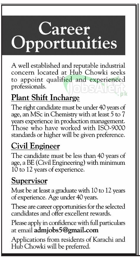 Civil Engineer & Supervisor Jobs in Karachi