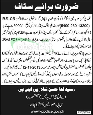 Constable Jobs in Police Department Government of KPK Peshawar