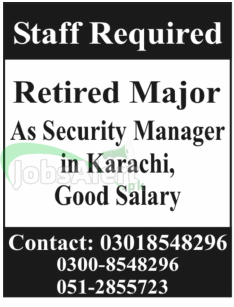 Jobs for Security Manager in Karachi