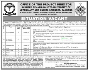 Jobs in Shaheed Benazir Bhutto University of Veterinary and Animal Sciences