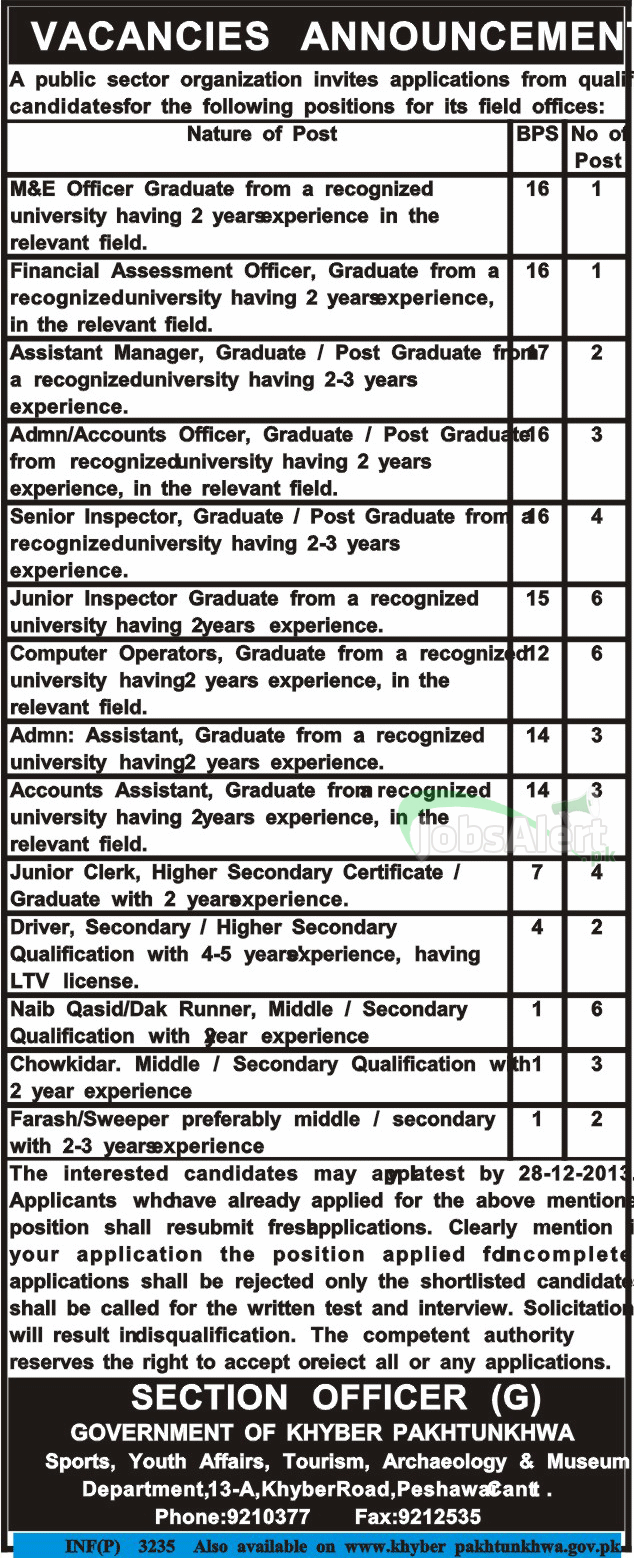 Assistant Manager & Accounts Officer Jobs in Public Sector Organization KPK