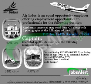 Captain Jobs in Air Indus Flight Karachi