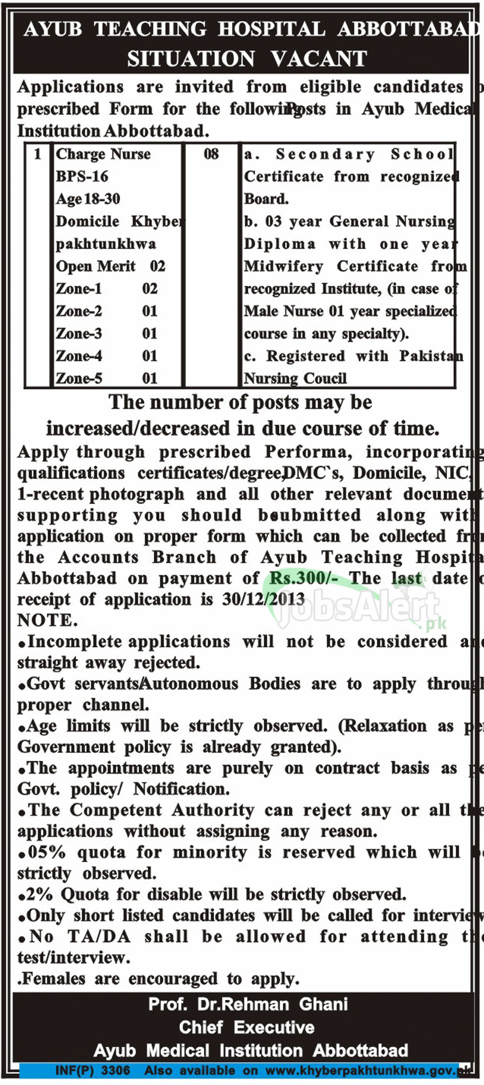 Jobs for Charge Nurse in Ayub Teaching Hospital Abbottabad