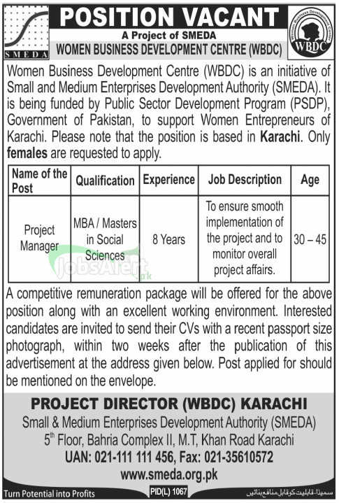 Jobs for Project Manager in Women Business Development Centre