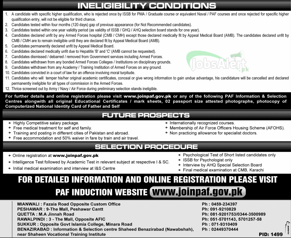 Join Pakistan Air Force PAF 2014 through Non GN Courses