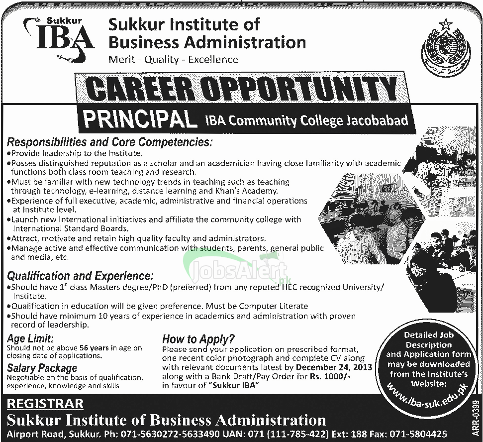 Principal Jobs in Sukkur Institute of Business Administration (IBA)