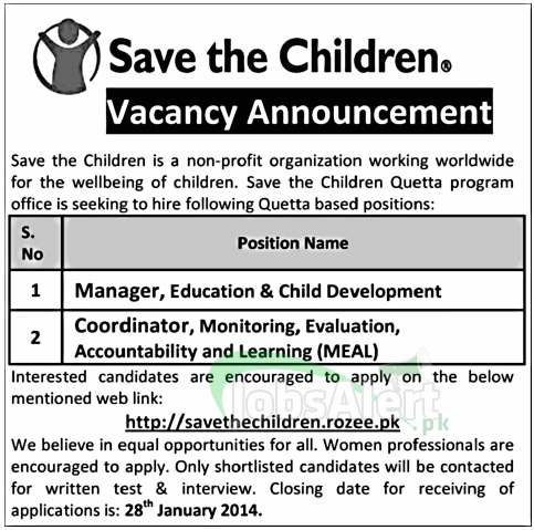 Manager Jobs in Save the Childern Organization Quetta