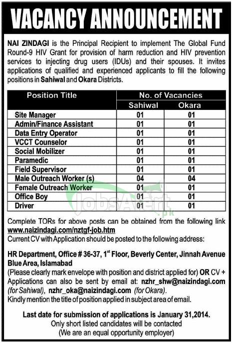 Manager and Finance Assistant Jobs in Nai Zindagi Islamabad