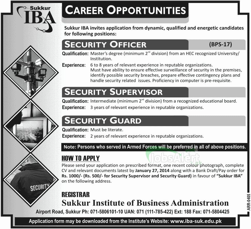 Security Officer & Security Supervisor Jobs in IBA Sukkur