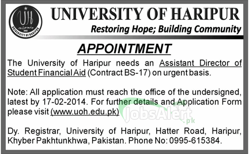Assistant Director Jobs in University of Haripur KPK