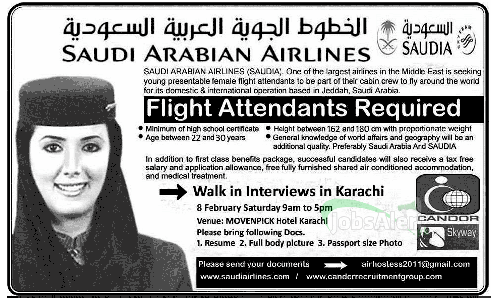 Flight Attendants Jobs in Saudi Arabian Airlines Saudi Arabia