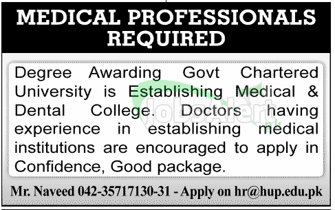 Medical Professional Jobs in Medical & Dental College Pakistan