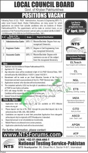 Jobs in Local Council Board KPK 2014 for Administration, Engineer & Accounts