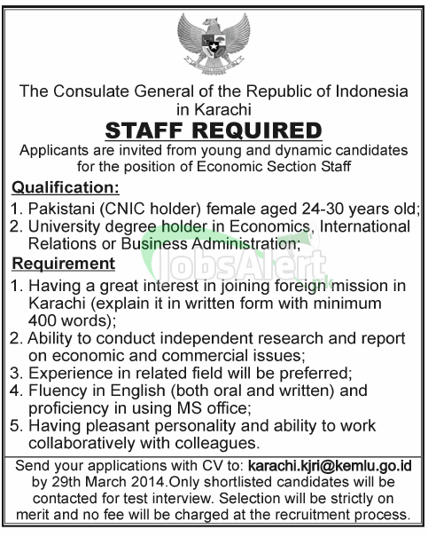 Jobs in The Consulate General of the Republic of Indonesia Karachi