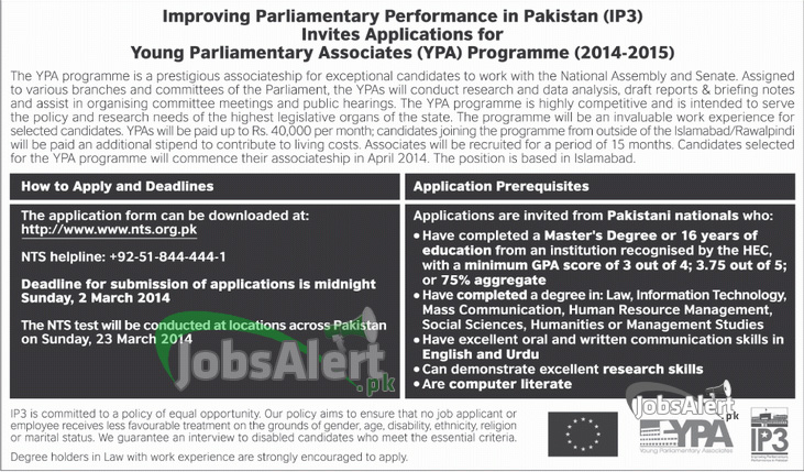 NTS (YPA) Young Parliamentary Associates Program Jobs 2014