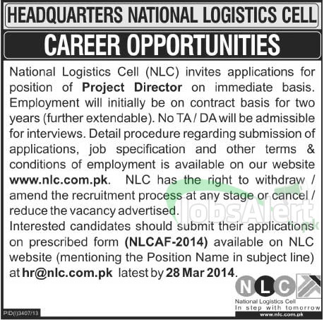 Project Director Jobs in National Logistics Cell Pakistan | JobsAlert.pk