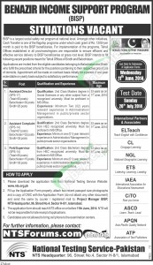 Benazir Income Support Program (BISP) Jobs 2014 NTS Test