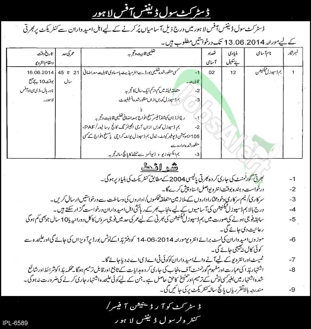 District Officer Civil Defence Lahore