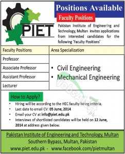 Pakistan Institute of Engineering and Technology (PIET)