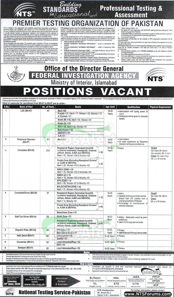 for application fia form job Test Jobs Jobs NTS 2014 Download Application FIA  Forms