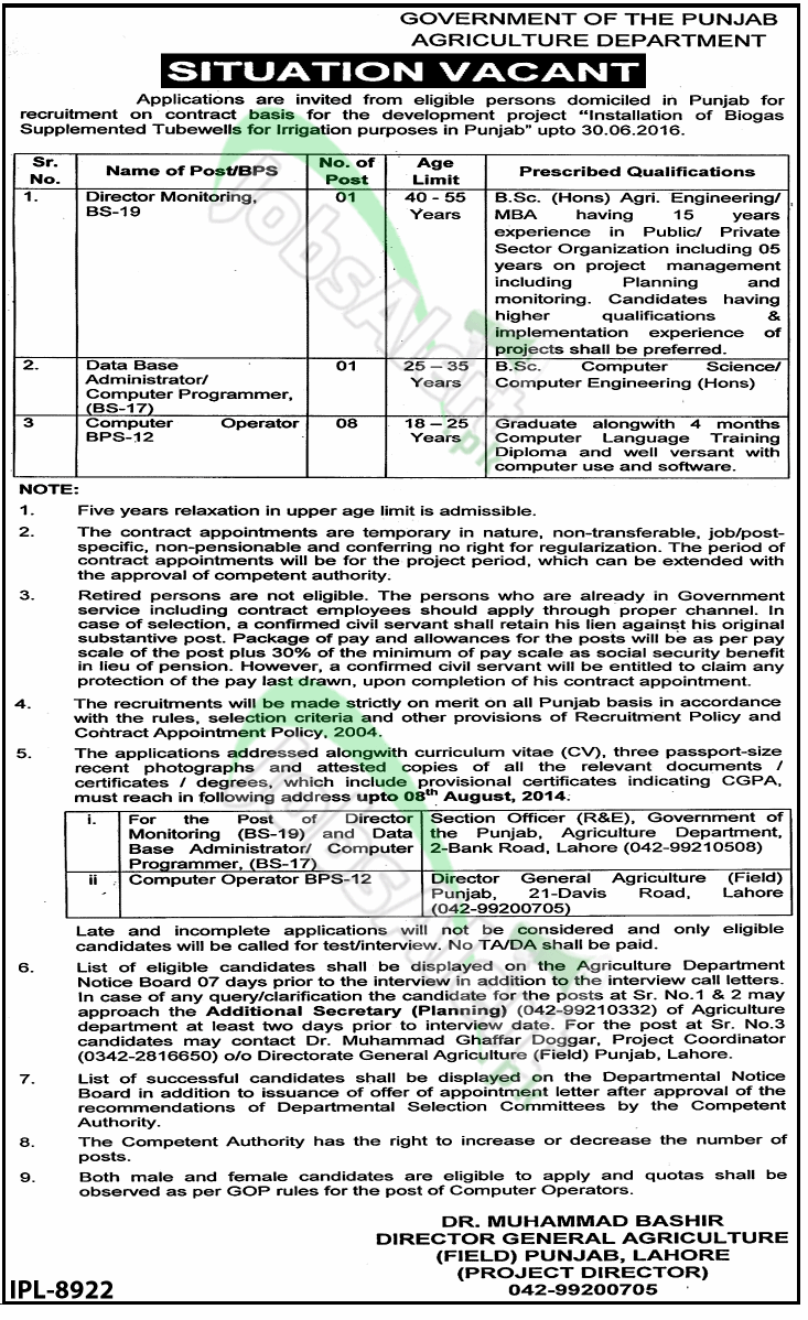 Agriculture Department Lahore